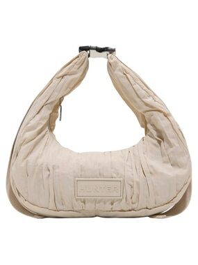 Hunter Crescent Bag Oyster Ruched Puffer Shoulder Bag Adjustable Strap NWT